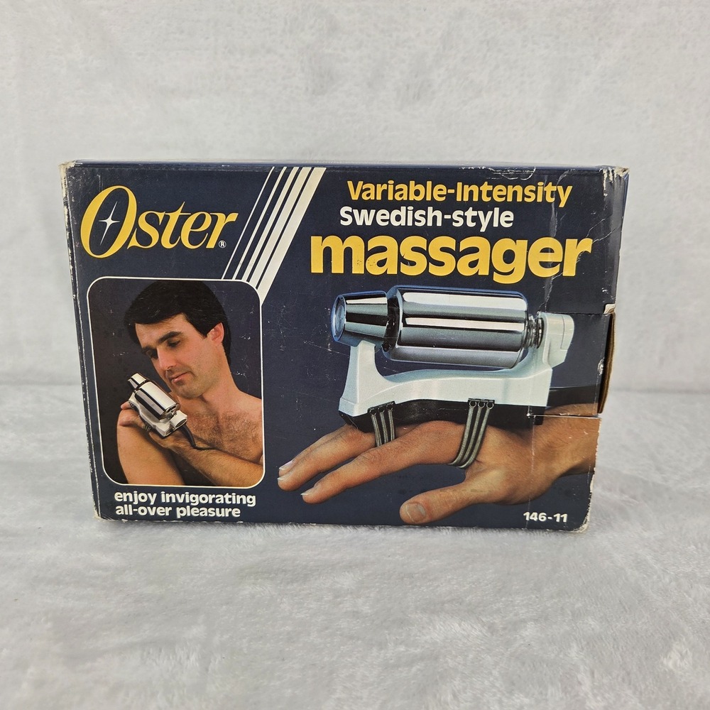 Vintage Oster 146-11 Swedish Style Variable Intensity Massager Box Tested